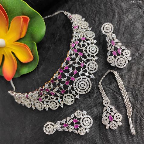 India Bollywood Style Cz Ad Fashion Gold Plated Bridal Jewelry Choker