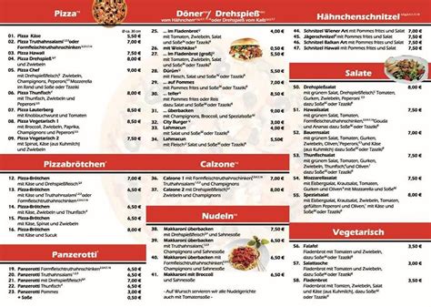 Speisekarte von City Pizza Döner Haus Bad Lauterberg im Harz