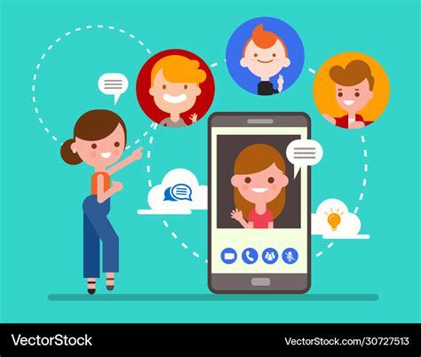 Group Friends Chatting Online Video Call Vector Image