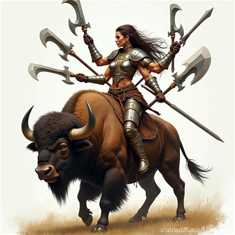 Versatile Warrior On Armored Bison Stable Diffusion Online