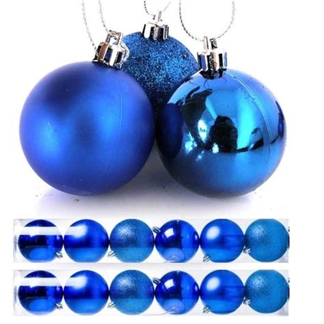 Kit Bolas Natal Mista Glitter Fosca Lisa Azul Royal Cm Master