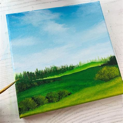 Simple And Easy Green Meadow Landcape Under The Blue Sky Woth Soft