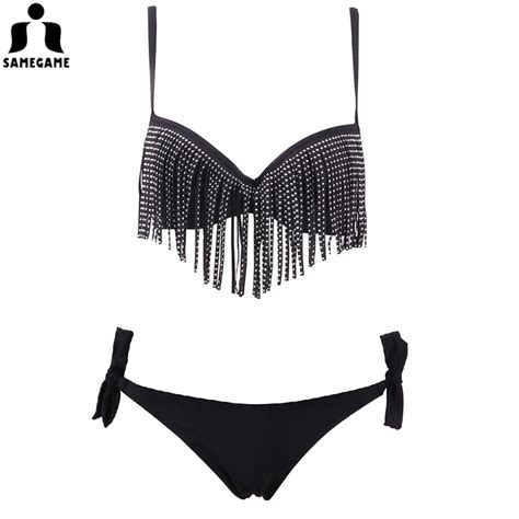 SAMEGAME Bikini Set Tassel Swimwear Women Swimsuit Female Summer New