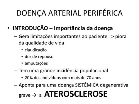 PPT DOENÇA ARTERIAL PERIFÉRICA DAP PowerPoint Presentation free