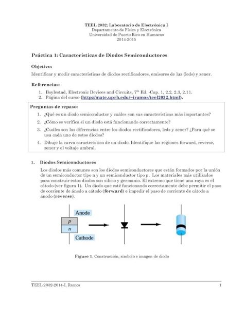 Pdf Pr Ctica Caracter Sticas De Diodos Semiconductoresiramos