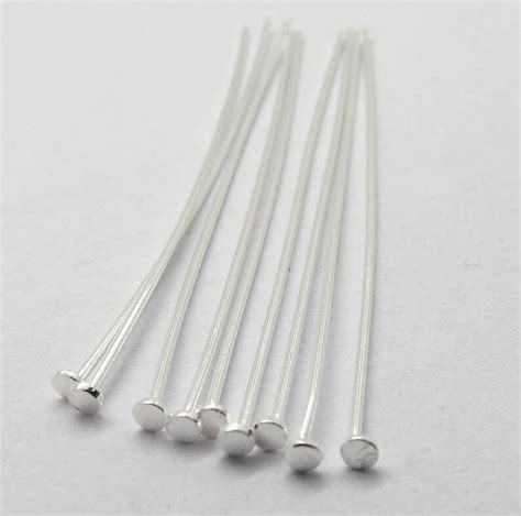 Mm Long Headpin Sterling Silver Gauge Wire Flat Head Etsy