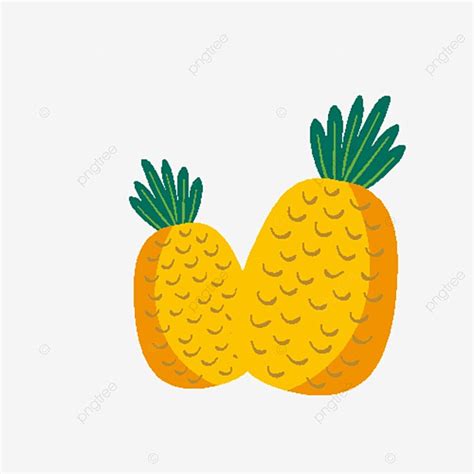 Gambar Elemen Vektor Kuning Ananas Buah Ananas Buah Nanas Kuning PNG