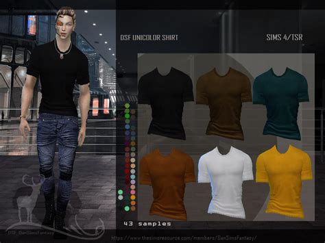 Одноцветная рубашка DSF от DanSimsFantasy in 2024 Sims 4 male clothes