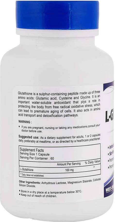 Buy HEALTHVIT L GLUTATHIONE REDUCED 100MG SKIN WHITENING SUPPLEMENT 60