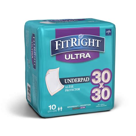 Medline Fitright Underpad Heavy Absorbency 30x30 10ct