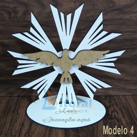 10x Lembrancinha Divino Espirito Santo MODELO 4 Mdf Branca crú 14cm