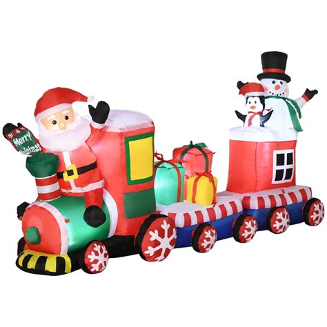 Outsunny 8ft Inflatable Christmas Train With Santa Claus Snowman