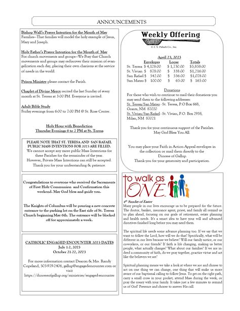 April 30 2023 Bulletin Cibola Catholic Community