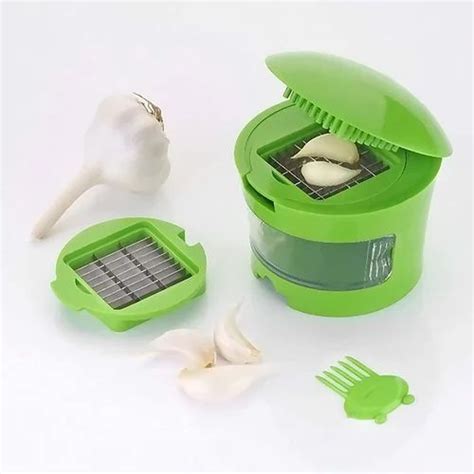 Multicolor Plastic Garlic Press Cutter Crusher Mincer And Storage