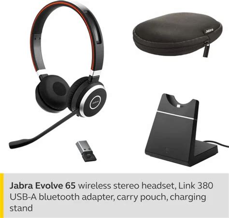 Jabra Evolve 65 Link 370 Stereo MS With Charging Stand Wireless Stand