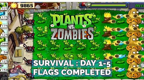 SURVIVAL DAY 1 5 FLAGS COMPLETED PLANTS VS ZOMBIES PVZ MOD Full