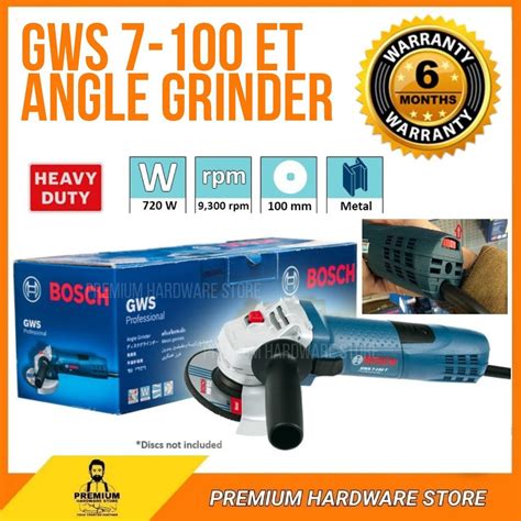 Bosch Gws Et Mm Angle Grinder With Variable Speed Control