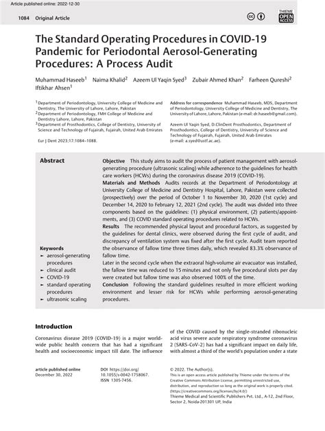 PDF The Standard Operating Procedures In COVID 19 Pandemic For