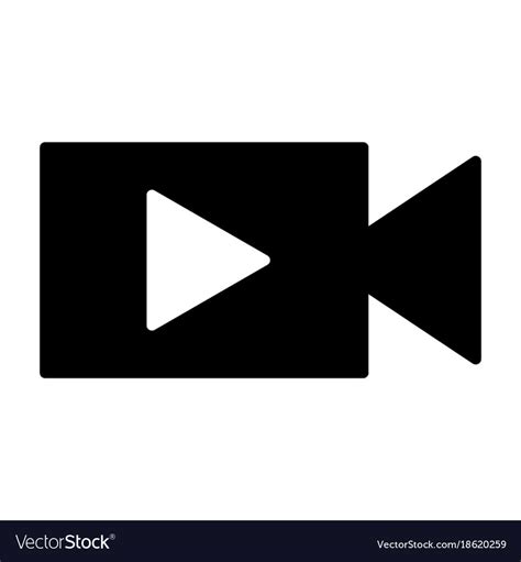 Video Camera With Play Button Silhouette Icon Vector Image