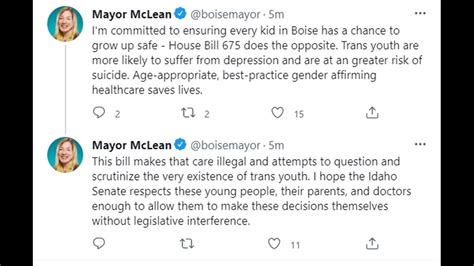 Boise Mayor Statement On Bill That Bans Transgender Treatments