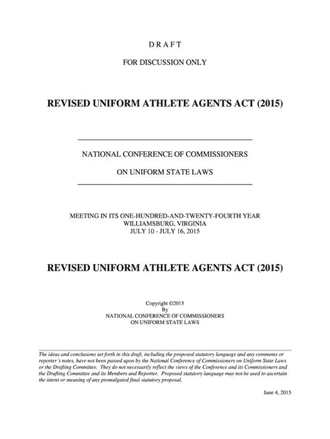 Fillable Online Uniformlaws Uniform Athlete Agents Act 2000 Uniform