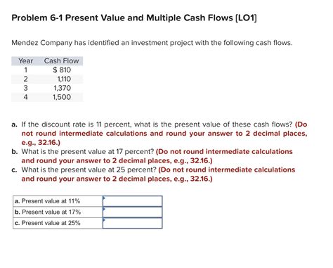 Solved Problem 6 1 Present Value And Multiple Cash Flows