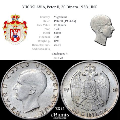 Yugoslavia Peter Ii Dinara Unc Enumis Shop