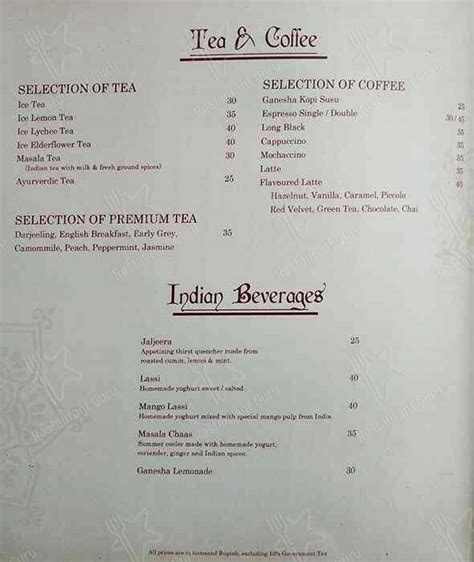 Menu At Ganesha Ek Sanskriti Menara Karya Jakarta Restaurant South