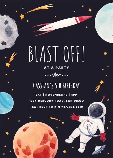 Outer Space Birthday Invitation Template Greetings Island