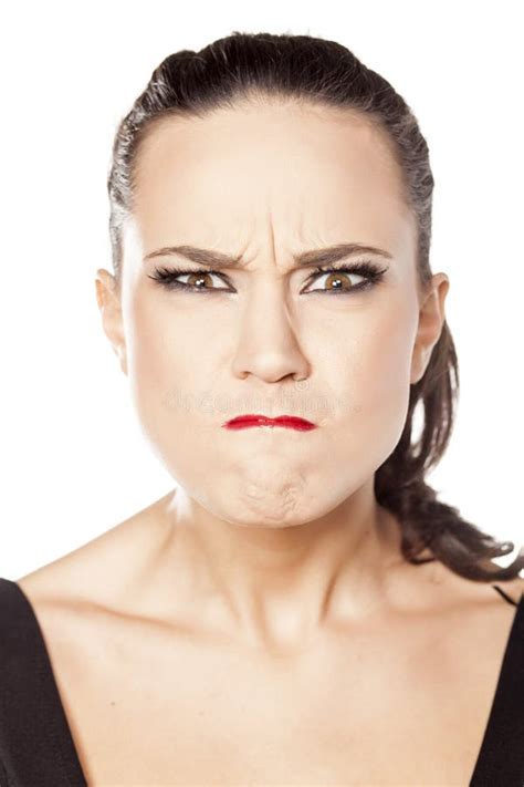 Woman Making Angry Face Stock Photo Image Of Kneel Equipment 68417716