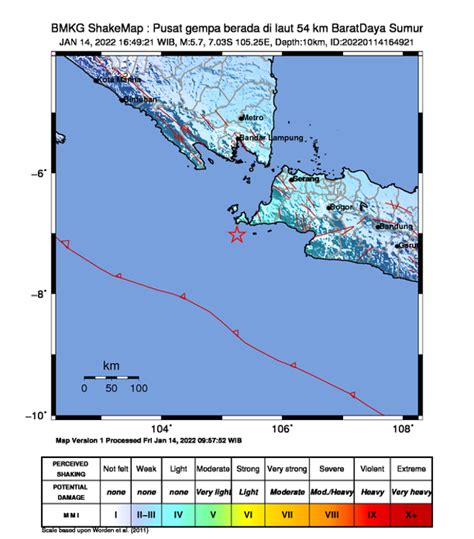 Earthquake Facts Km Southwest Of Sumur Banten Magnitude Prodi