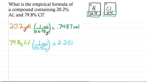 Calculate Empirical Formula From Percent Practice 2 Youtube