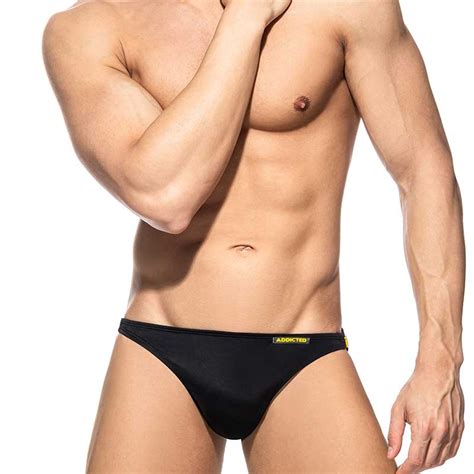 Swim Brief For Men With Wide Side As Pantie In White With Large Brand