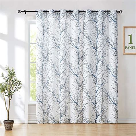 Amazon Fmfunctex Blue White Sliding Glass Door Curtain Inches