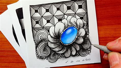 Drawing 3d Gemstone Patterns Zentangle Doodle By Vamos Youtube