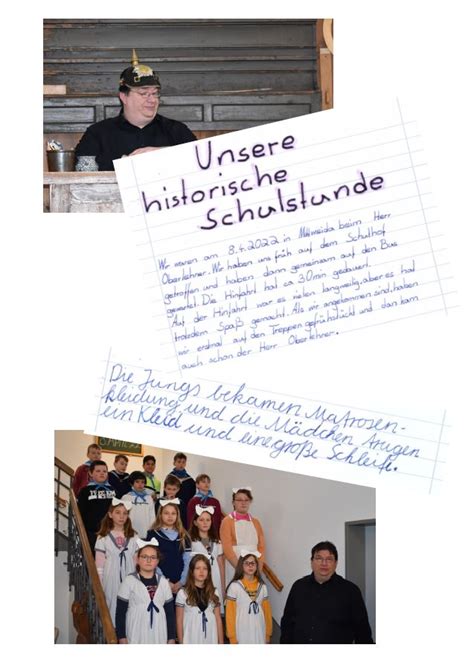 Unsere Historische Schulstunde Grundschule An Den Linden