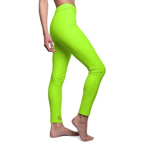 Lime Neon Green Women S Tights Solid Color Print Ladies Long Casual Leggings Made In Usa Eu Mx