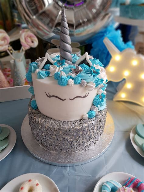 Unicorn Cake Silver And Blue Love It Cake Unicorn Cake Cake Designs