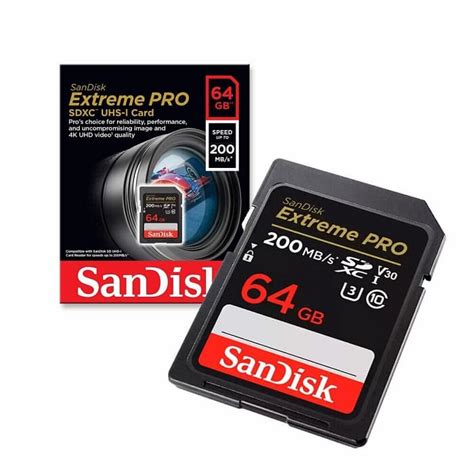 Thẻ Nhớ SDXC SanDisk Extreme PRO 64GB UHS I U3 4K V30 200MB s SDSDXXU