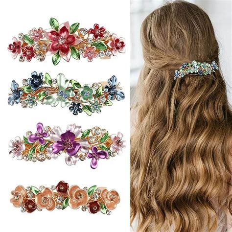 Pieces Hair Barrettes For Women Vintage Flower Hair Barrettes Metal