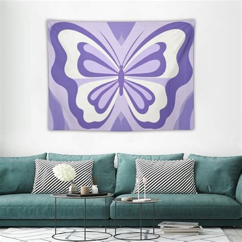 ONETECH Purple Butterfly Tapestry Girls Cute Retro Abstract Groovy Y2K