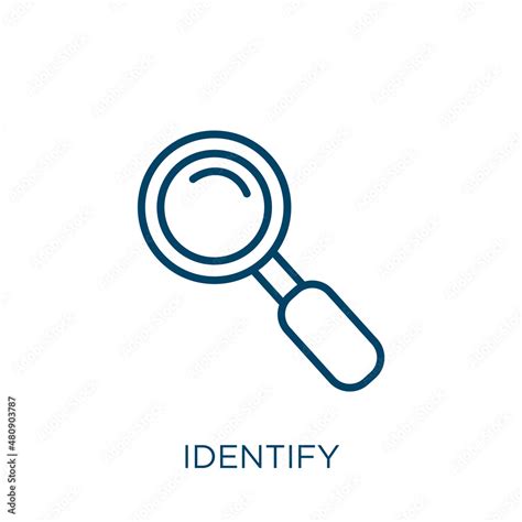 identify icon. Thin linear identify, security, identity outline icon isolated on white ...