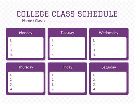 White Minimalist Texture College Class Schedule Template Venngage