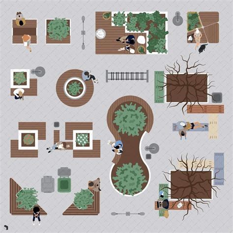 Flat Vector Street Furniture Top View | ArchUp