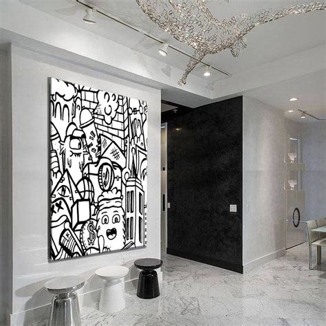 Kfir Tager Black And White Painting Extra Large Graffiti Style Canvas