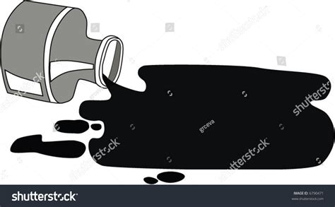 Stain Black Ink Spilled Bottle Surface Stock Vector Royalty Free