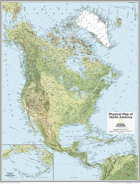 Amazon National Geographic North America Physical Wall Map 22 X