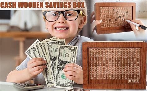 Amazon.com: Cash Vault Wooden Savings Box, Portable Money Box for Cash ...