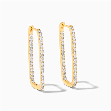 C Luxe By Claire S 18k Yellow Gold Plated Pavé 10mm Cubic Zirconia Oval Hoop Earrings Claire S