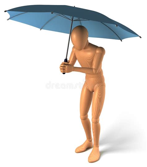 Figure Man Under Umbrella Stock Illustration Illustration Of Water